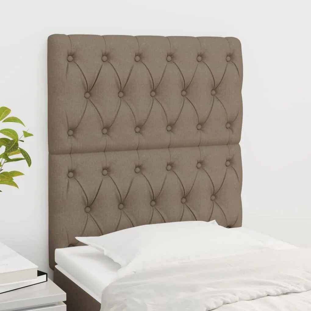 vidaXL Cabeceira cama 2 pcs tecido 80x7x78/88 cm cinzento-acastanhado