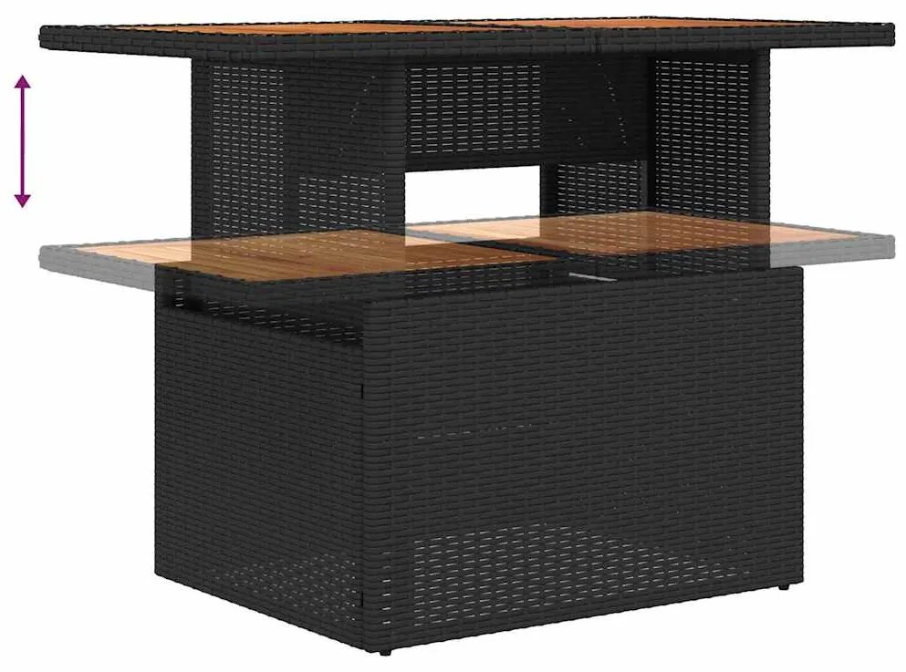 Conjunto de Sofá de Jardim com 9 Peças e Almofadas Pretas em Ratan Sin