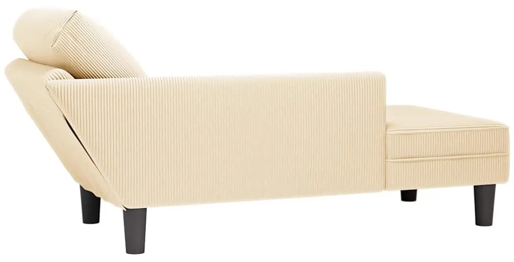 Chaise lounge com almofada tecido corduroy creme