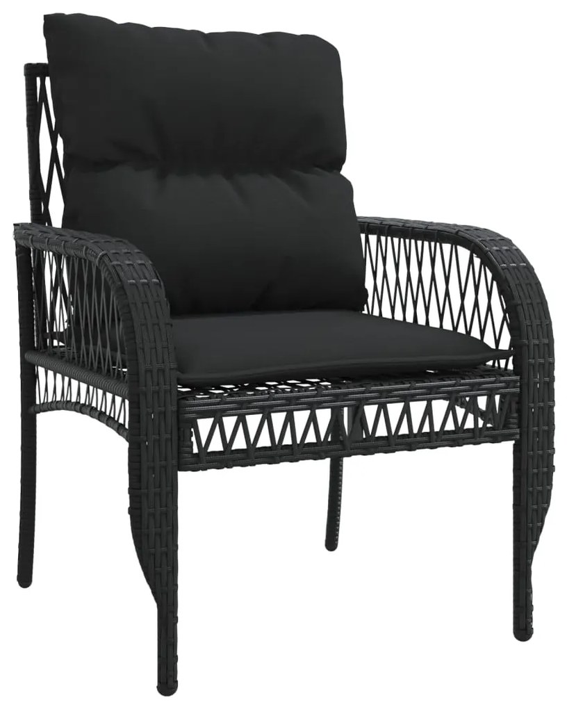 4 pcs conjunto de sofás para jardim c/ almofadões vime PE preto