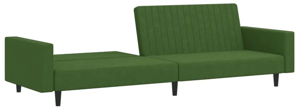 Sofá-cama de 2 lugares veludo verde-escuro