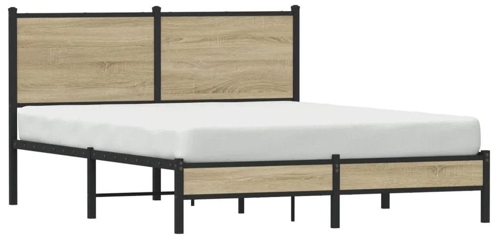 Estrutura de cama sem colchão 150x200cm metal carvalho sonoma