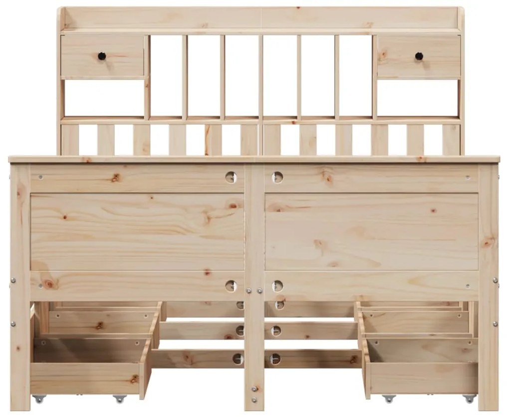 Cama com estante sem colchão 140x190 cm pinho maciço