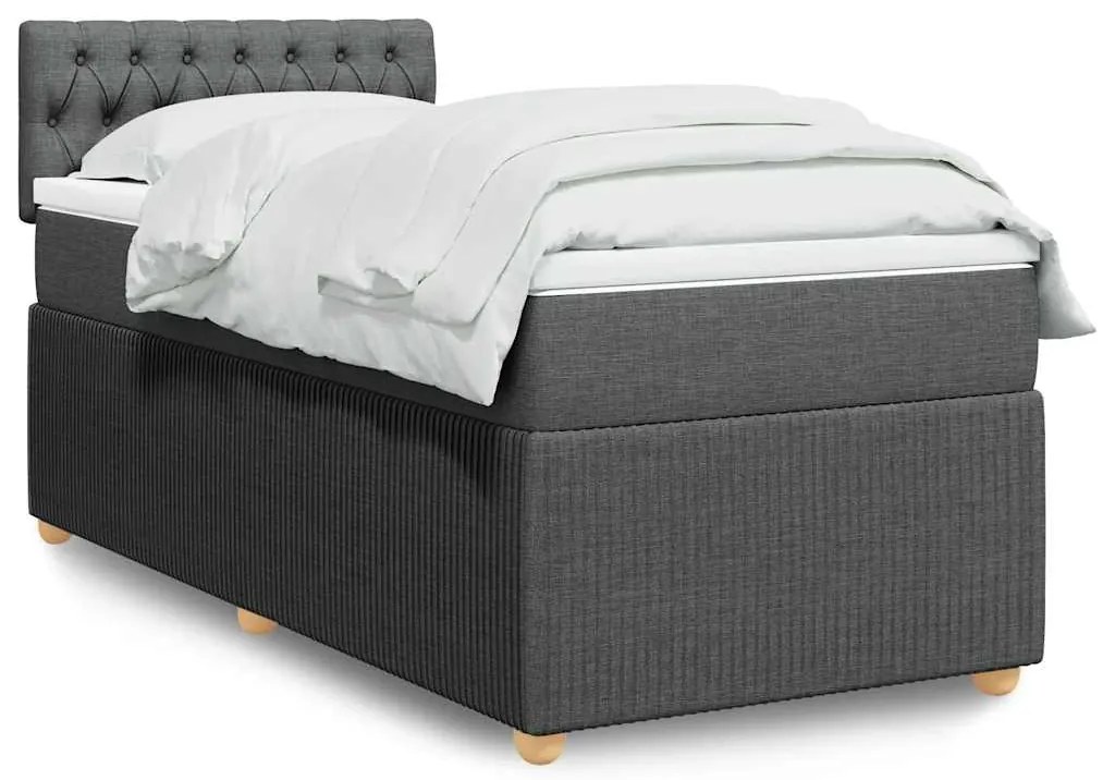 Cama com molas/colchão 90x190 cm tecido cinza-escuro