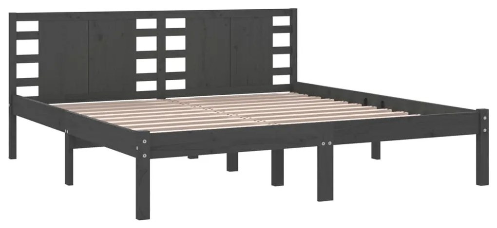 Estrutura de cama 200x200 cm pinho maciço cinzento