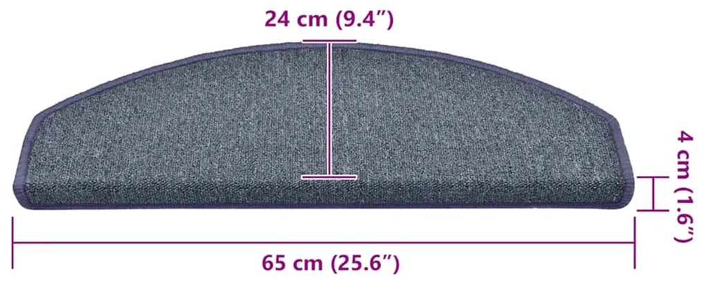 Tapetes de escada 30 pcs 65x24x4 cm cinzento escuro e azul