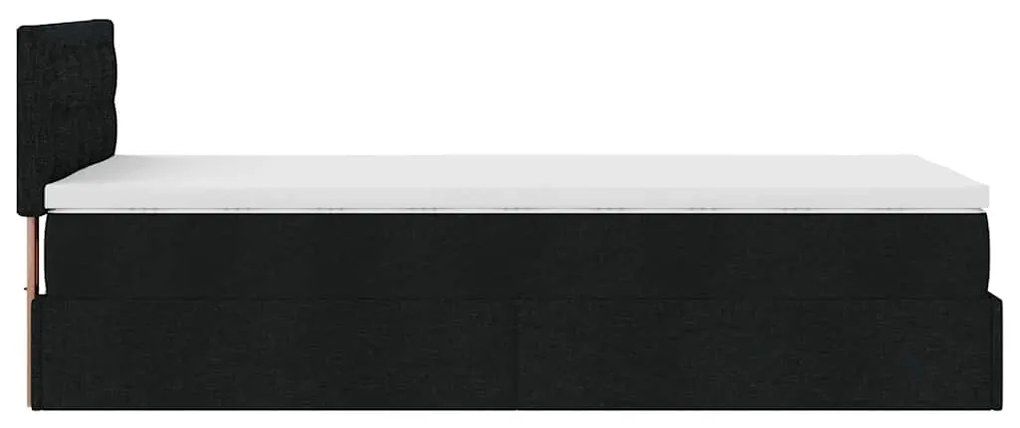 Estrutura de cama otomana com colchão preto tecido