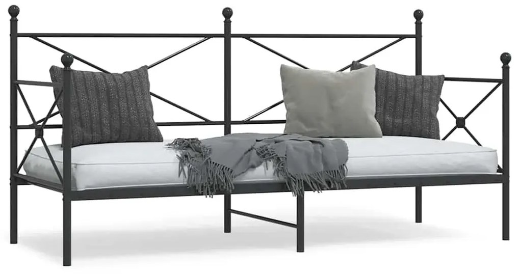 vidaXL Cama de Dia sem Colchão 80x200 cm aço preto