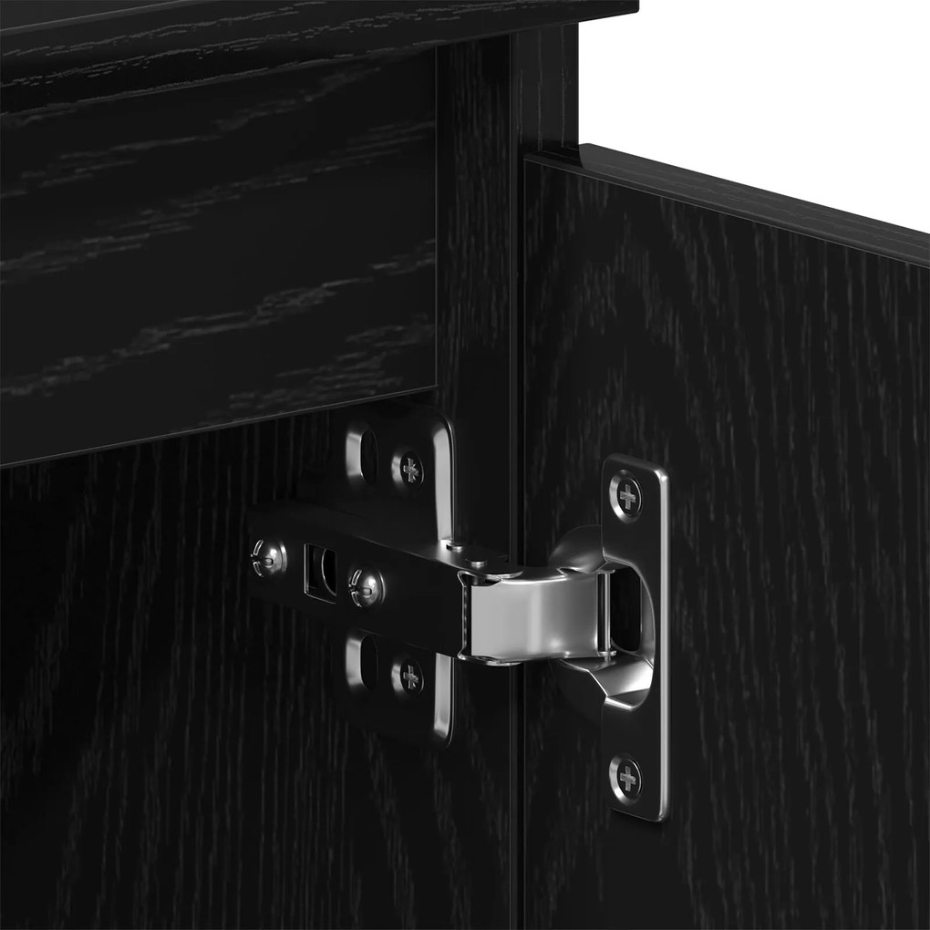 Estante de TV vidaXL com perna de madeira Preto Carvalho 102x35x50 cm