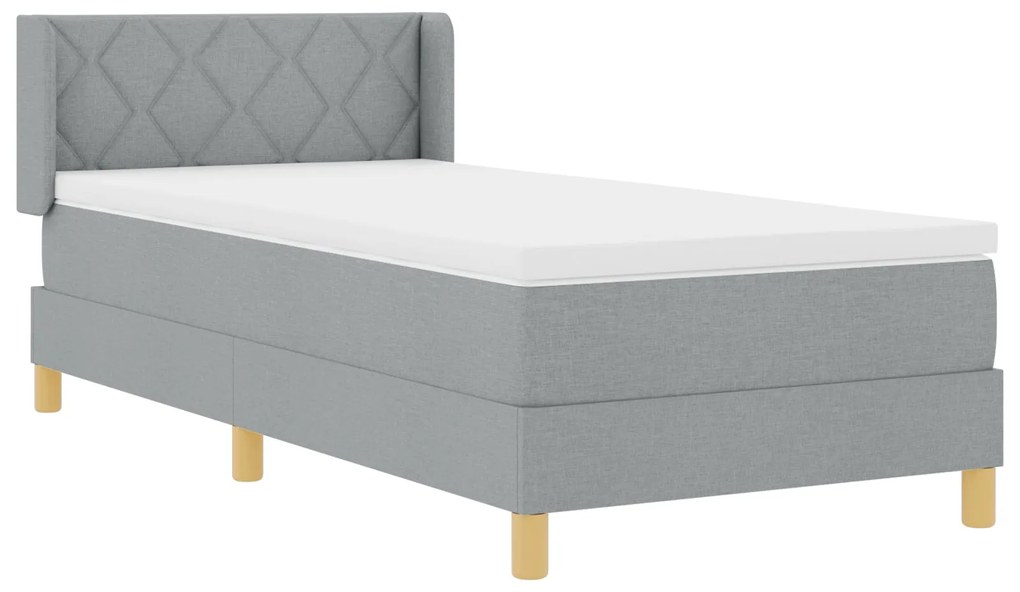 Cama Box Spring vidaXL com Colchão Cinzento-Claro 90x200 cm Tecido, Ca