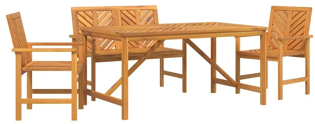 Conjunto de Jantar de 4 Peças Madeira Sólida de Acácia