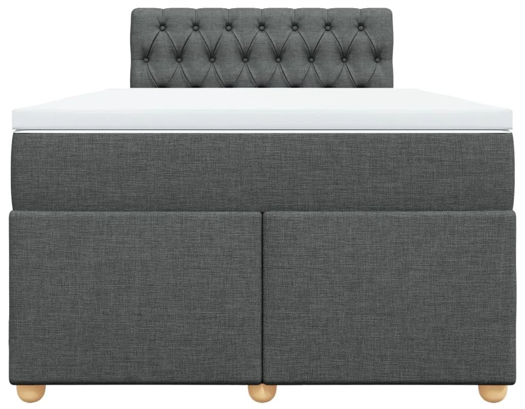 Cama boxspring com colchão 120x190 cm tecido cinzento-escuro