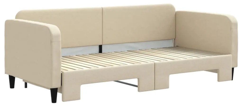 Sofá-cama com gavetão 90x200 cm tecido cor creme