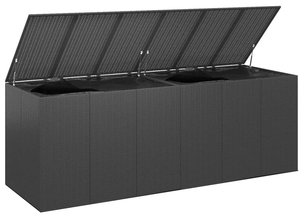 Caixa para almofadões de jardim 291x100,5x104 cm vime PE preto