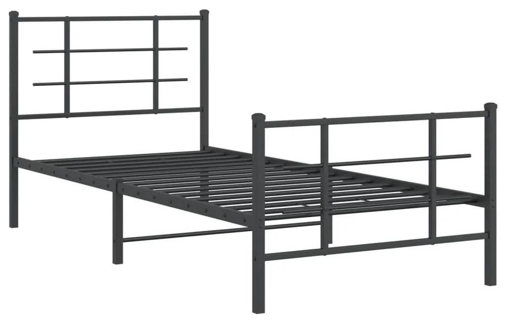 Estrutura de cama com cabeceira e pés 90x190 cm metal preto