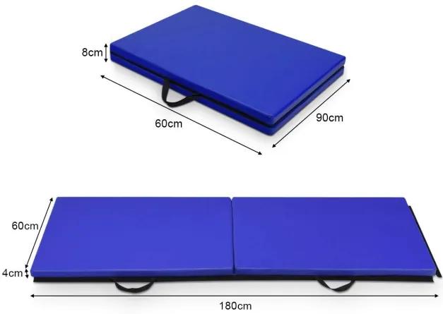 Tapete de Yoga 180 x 60 x 4cm  Almofada Academia Aptidão Tapete de exercício dobrável portátil azul
