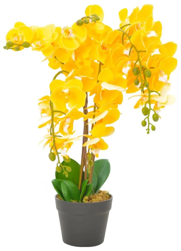 vidaXL Planta orquídea artificial com vaso 60 cm amarelo
