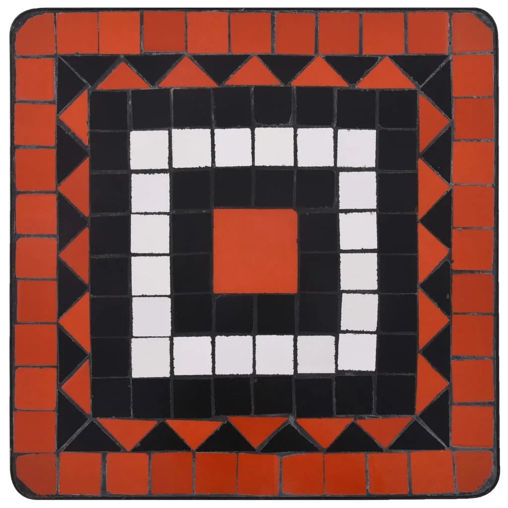Mesa de apoio em mosaico cerâmica terracota e branco