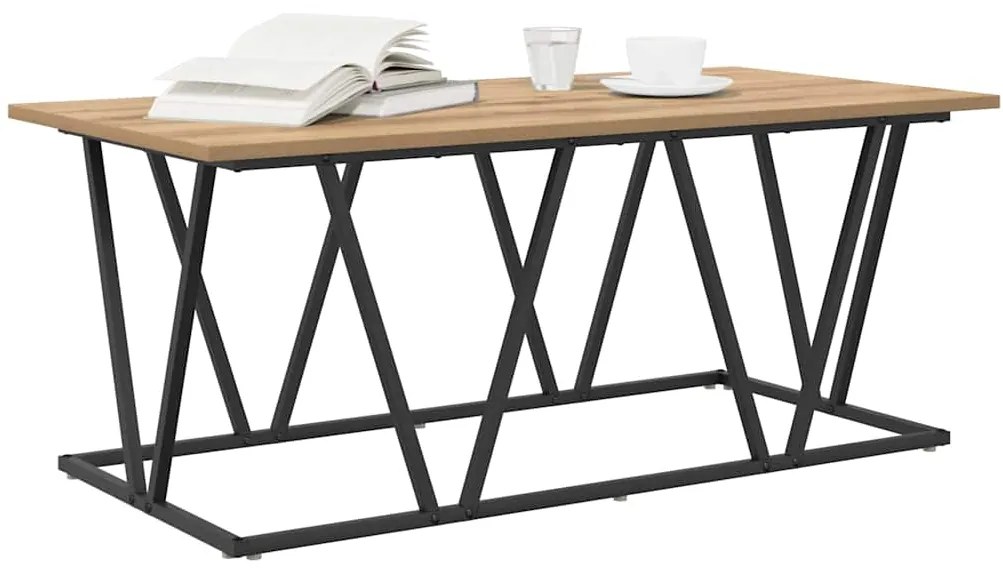Mesa de Centro vidaXL Carvalho Artisan 100x50x40 cm Madeira de Engenha