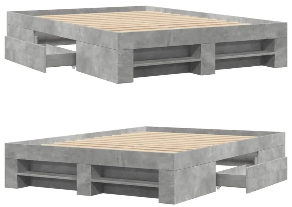 Estrutura de cama 135x190 cm derivados de madeira cinza cimento