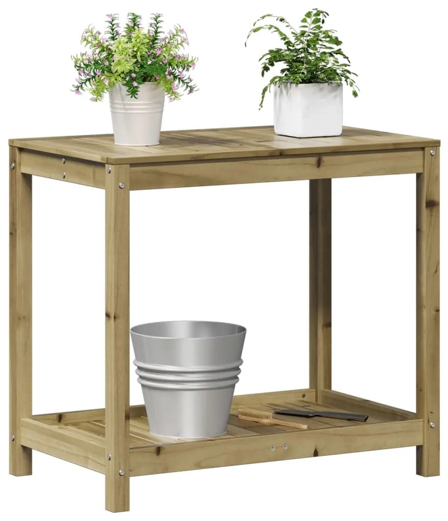 Mesa de jardinagem c/ prateleira 82,5x50x75 cm pinho impregnado