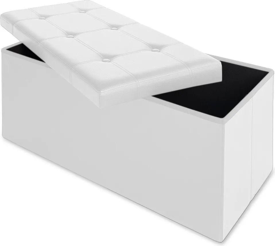 Banco dobrável com espaço de arrumação em MDF 80 x 40 x 40 cm Branco
