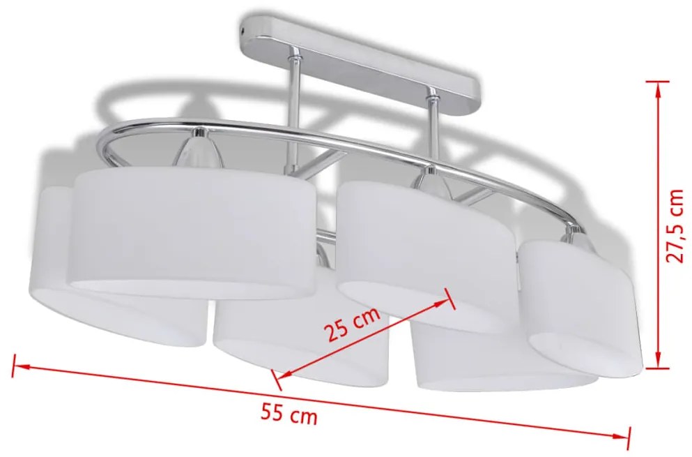 Lâmpada de teto com vidro de sombras em forma oval para 6 E14 Bulbos
