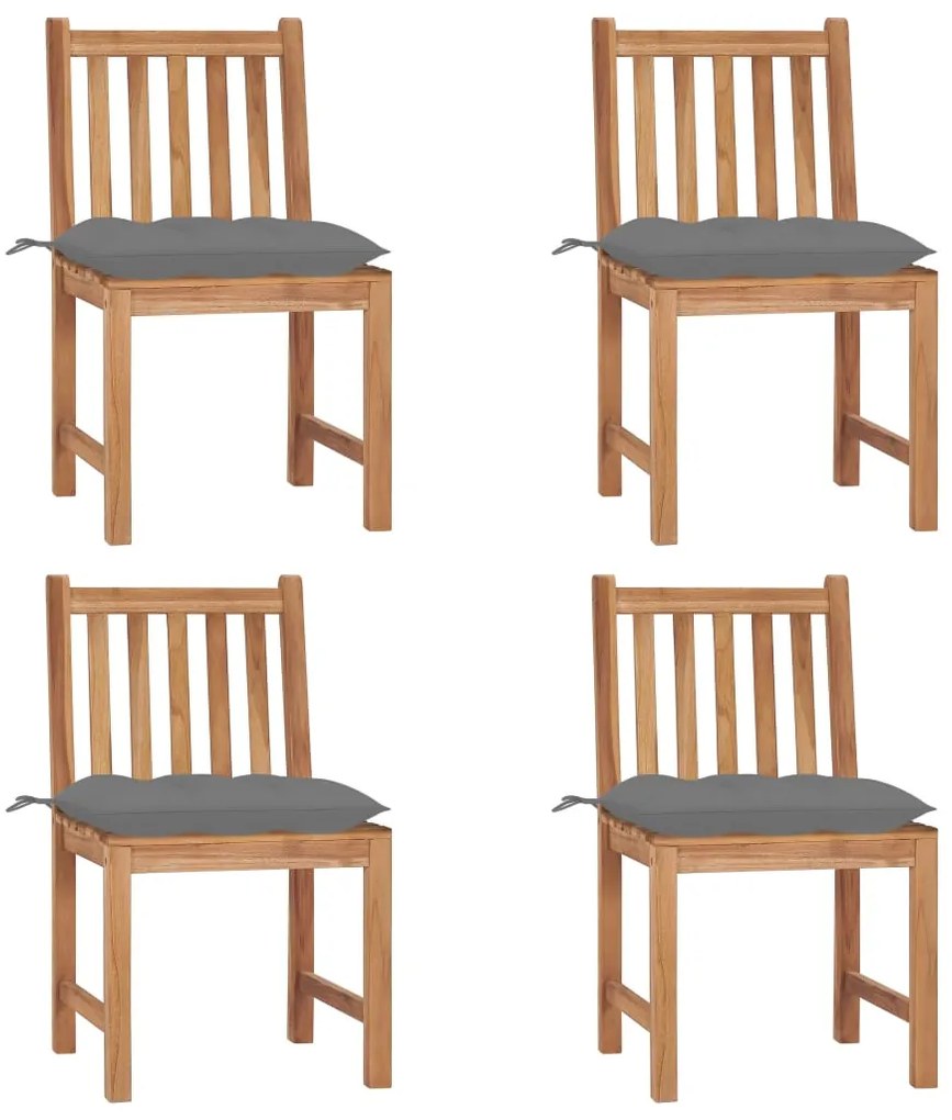 Cadeiras de jardim c/ almofadões 4 pcs madeira de teca maciça
