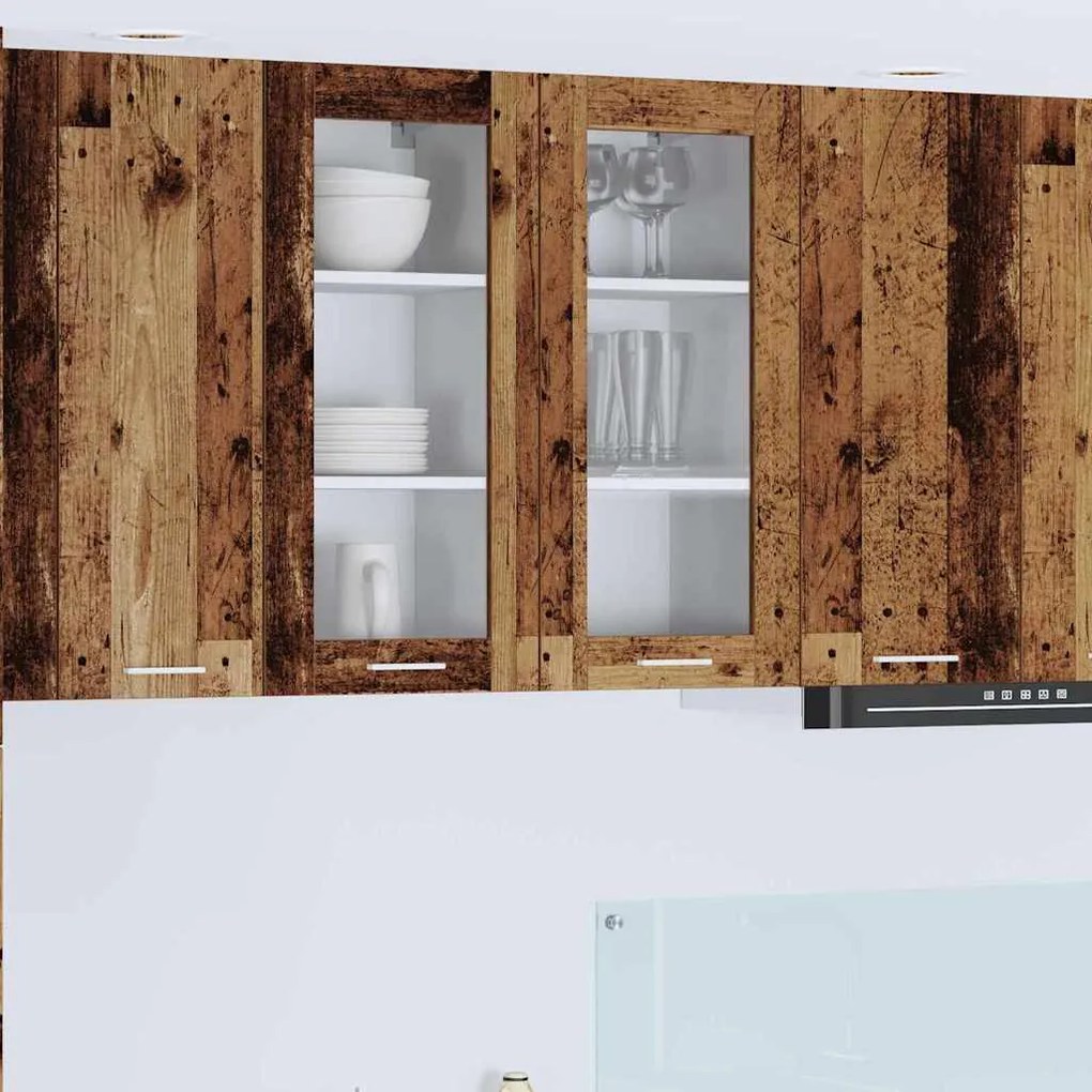 vidaXL Armário suspenso com porta 2 pcs Madeira antiga 40 x 31 x 80 cm