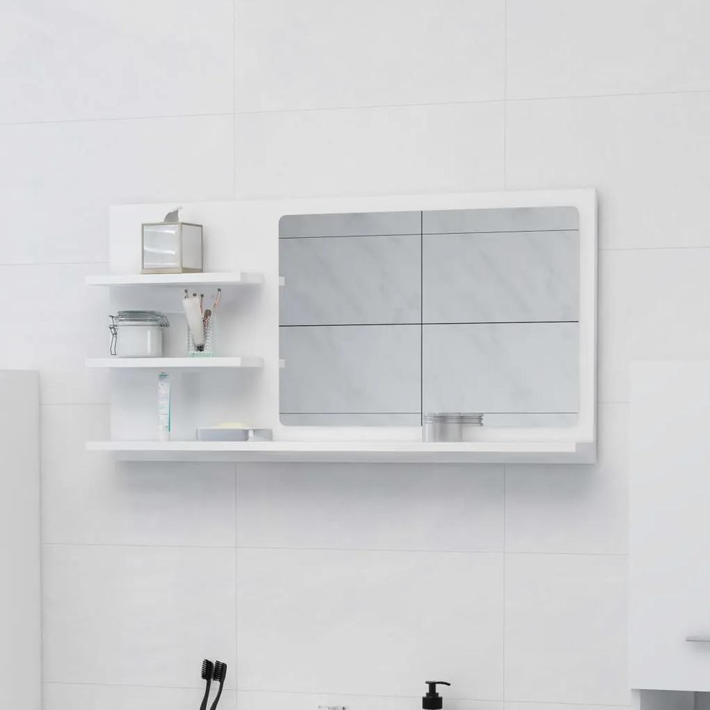 Espelho de casa de banho 90x10,5x45cm contrap. branco brilhante