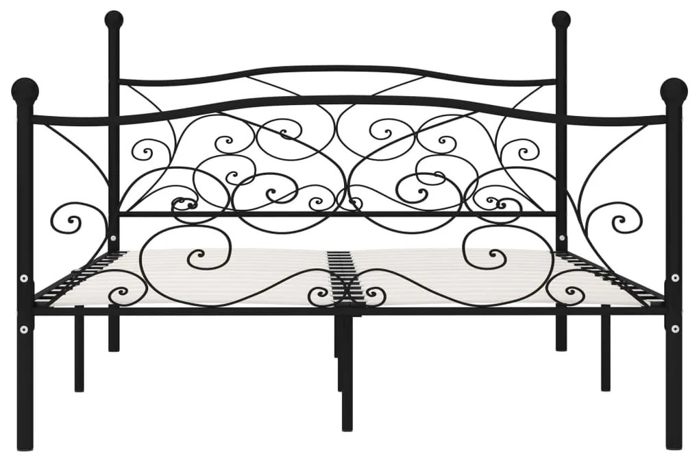 Estrutura de cama com estrado de ripas 160x200 cm metal preto