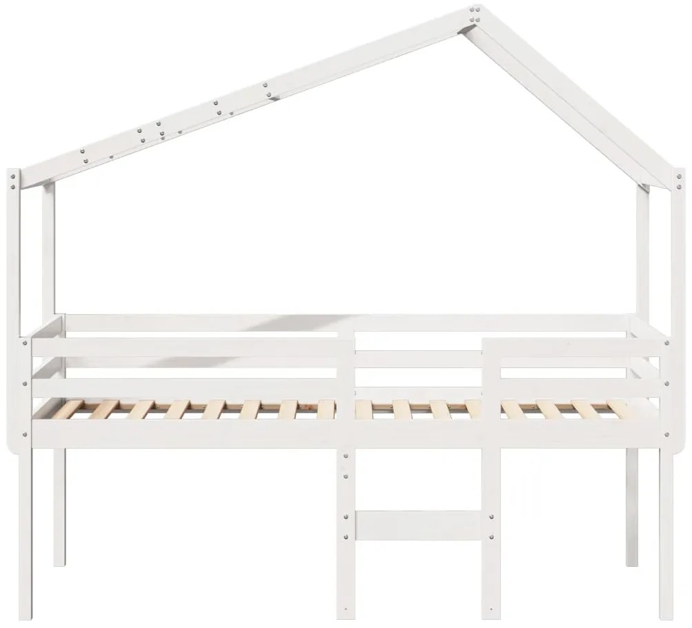 Cama alta com telhado 90x190 cm pinho maciço branco