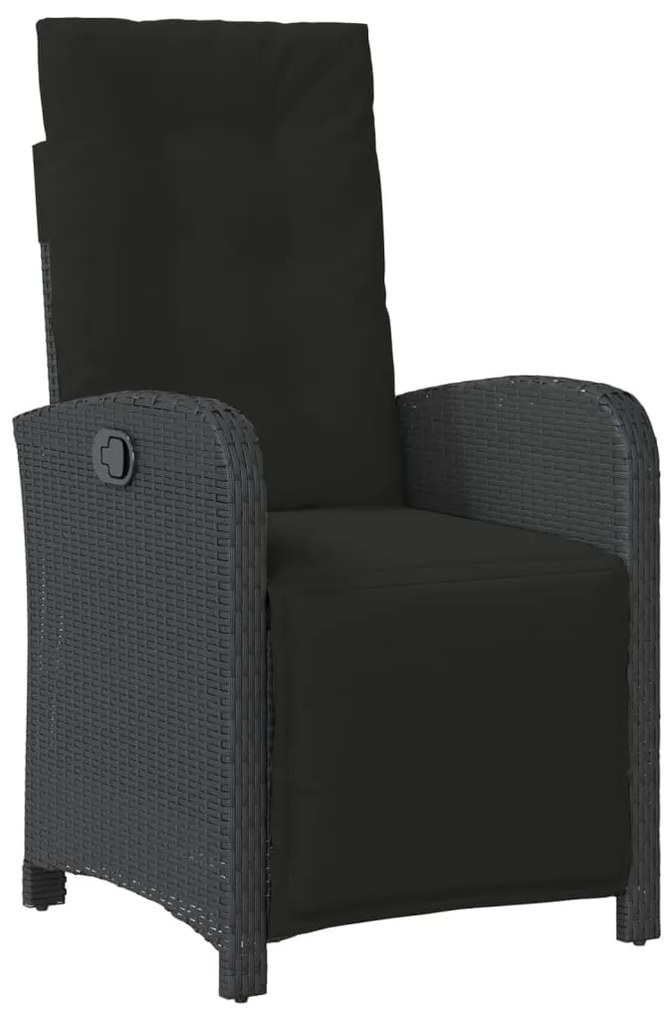 5 pcs conjunto de jantar p/ jardim c/ almofadões vime PE preto