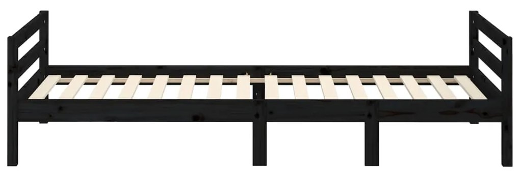 Estrutura de cama 90x200 cm madeira de pinho maciça preto