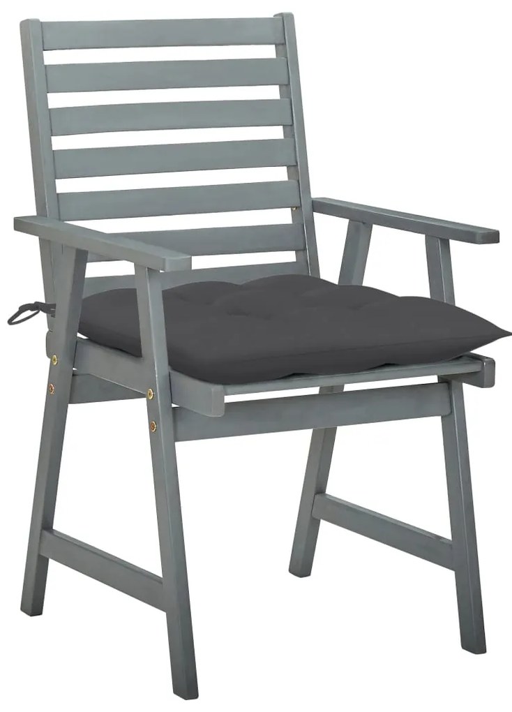 Cadeiras de jantar p/ jardim 3 pcs c/ almofadões acácia maciça