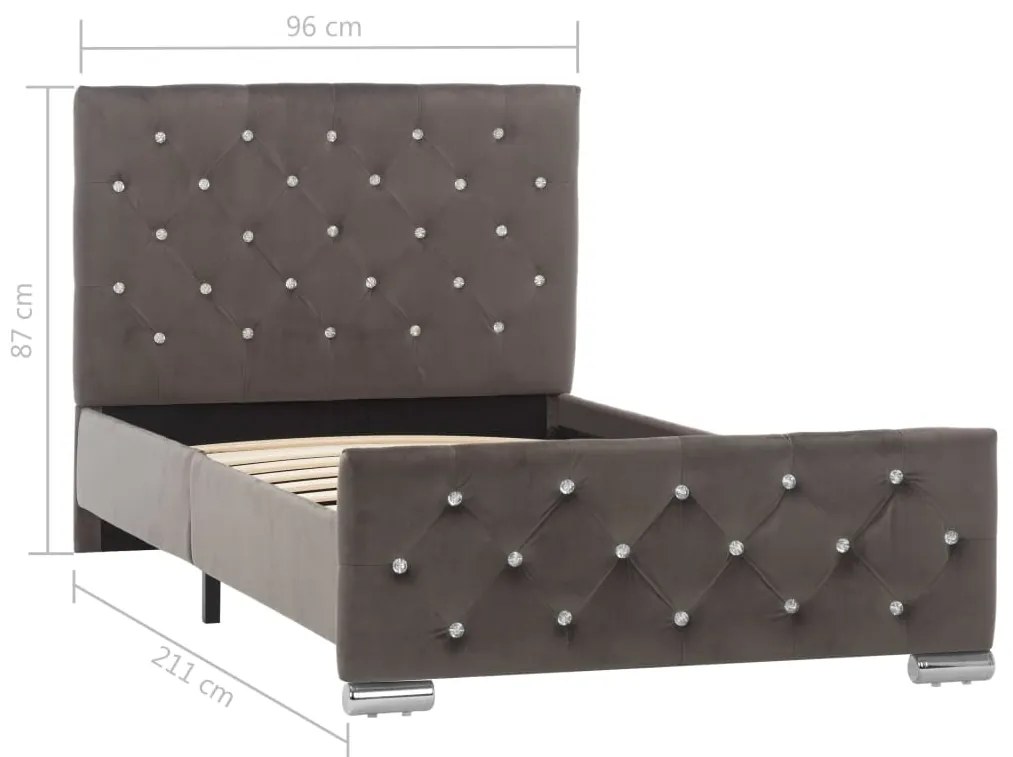 Estrutura de cama 90x200 cm veludo cinzento