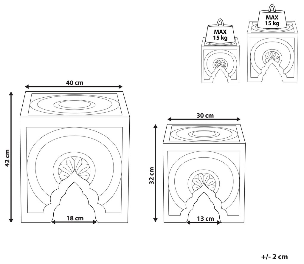 Conjunto de 2 mesas de apoio em madeira escura SHUKUR Beliani