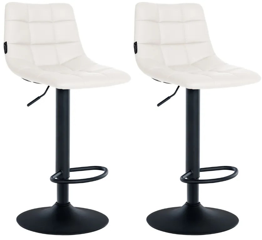 Conjunto de 2 bancos altos Jerry em couro sintético com estrutura preta 87-108,5 x 43 x 46,5 cm Branco