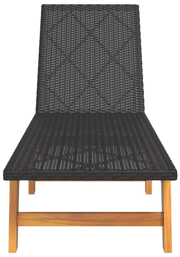 Espreguiçadeira com mesa vime PE e madeira de acácia maciça