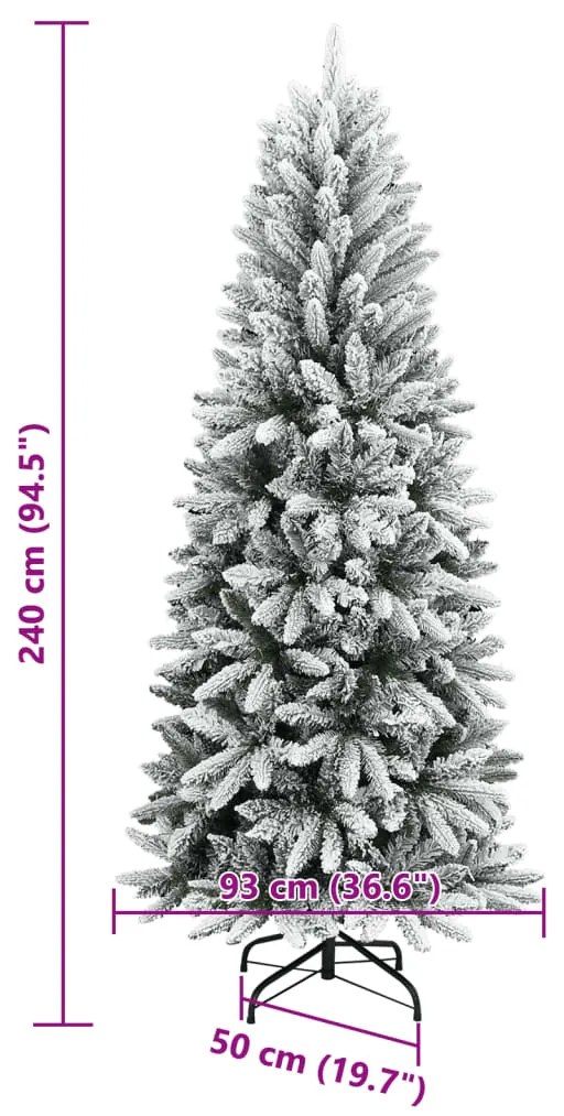 Árvore de Natal artificial com neve PVC & PE 240 cm