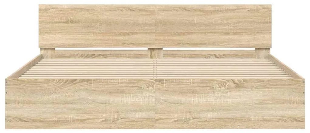 Estrutura de cama com cabeceira 160x200 cm carvalho sonoma
