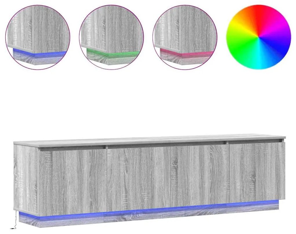 Armário de TV com LED Cinza Sonoma 180x38x49 cm Madeira Engenheirada