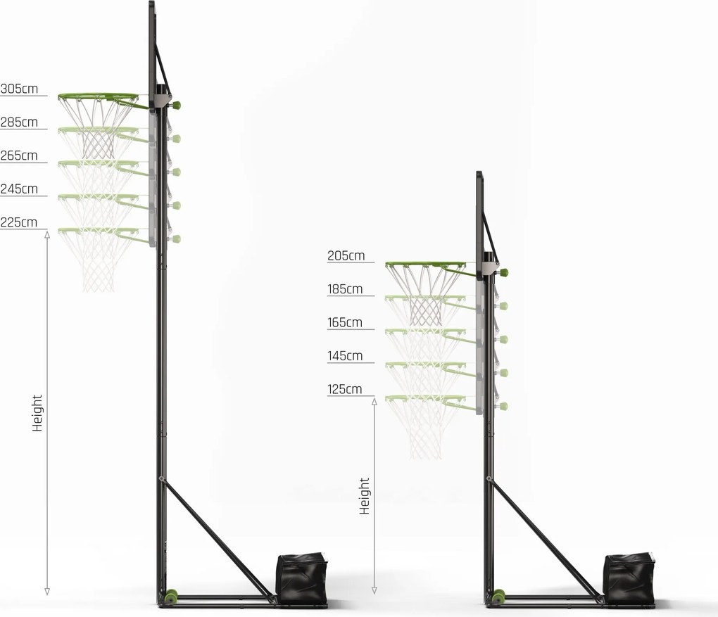 Cesto de basquetebol NovaStar com altura ajustável em 10 alturas preto