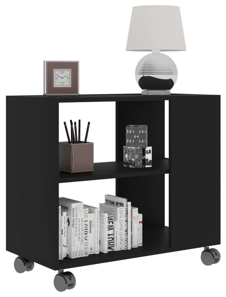 Mesa de Apoio com Rodas Ally - Preto - Design Moderno