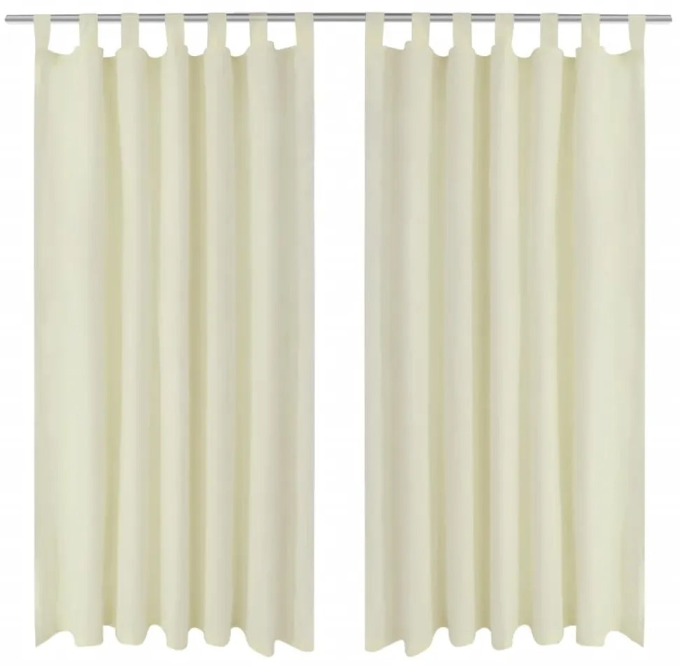 Cortinas de cetim com presilhas, 2 pcs, 140 x 245 cm, creme