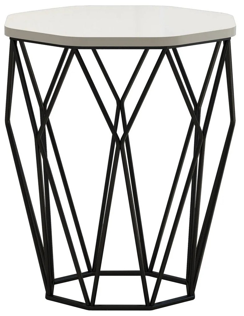 Mesa de Apoio Sofya – Creme e Preto – 46x57x46 cm