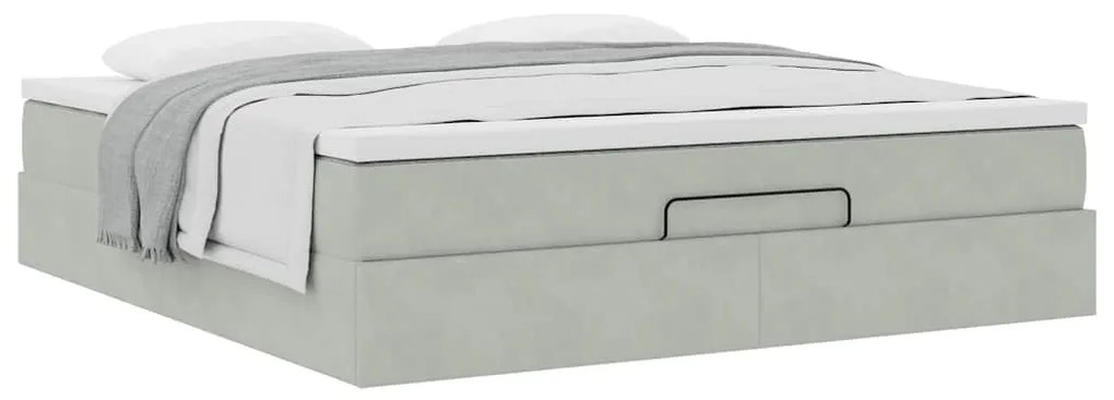 Estrutura de cama otomana com colchão 160x200 cm cinzento claro