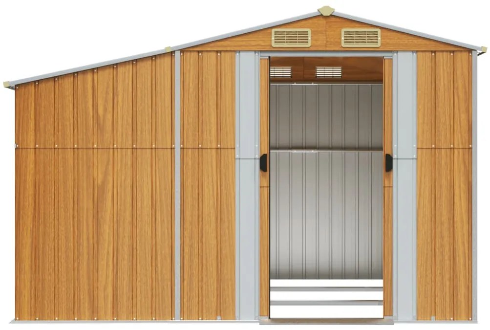 Abrigo de jardim 277x279x179 cm aço galvanizado castanho-claro