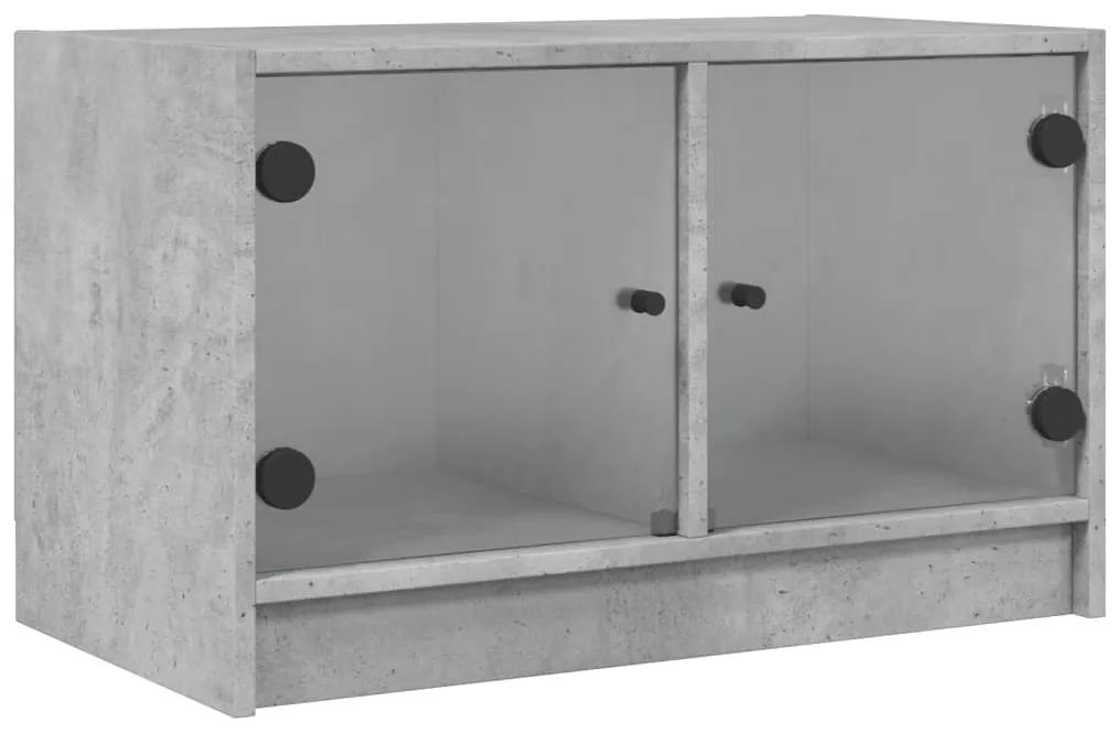 Móvel de TV c/ portas de vidro 68x37x42 cm cinza cimento