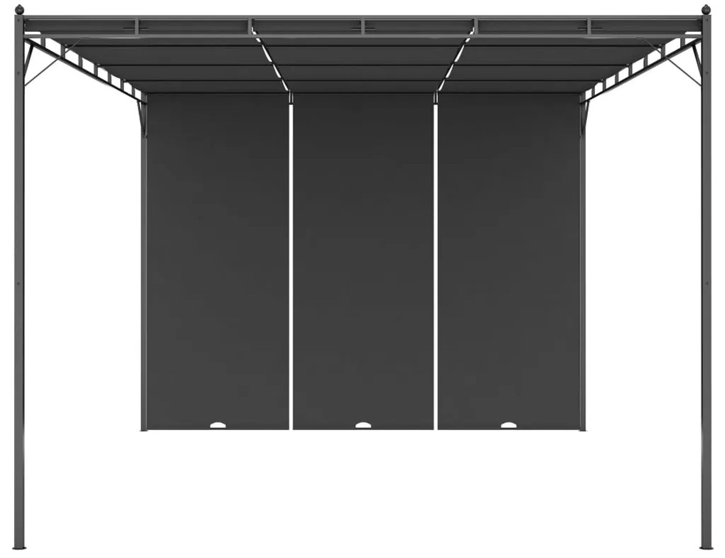 Gazebo de jardim com cortina lateral 4x3x2,25m antracite